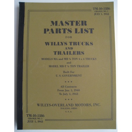 JEEP WILLYS MB-FORD MASTER PARTS LIST