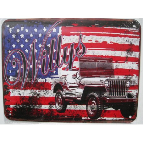 PLAQUE METAL JEEP WILLYS 30X20