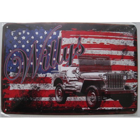 PLAQUE METAL JEEP WILLYS 20X15