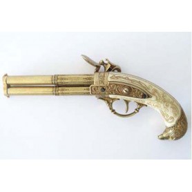 PISTOLET A SILEX 2 CANONS ROTATIF FRANCE XVIII