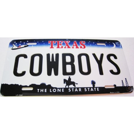 PLAQUE AUTO USA TEXAS COW BOYS